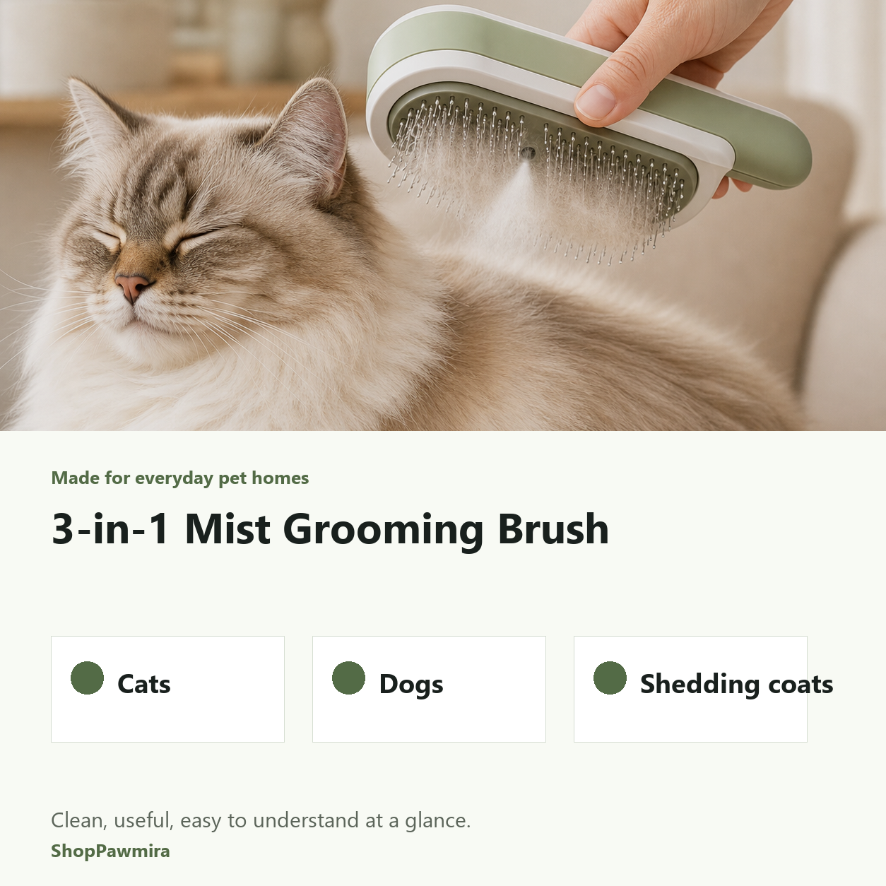 3-in-1 Mist Grooming Brush made for everyday pet homes image