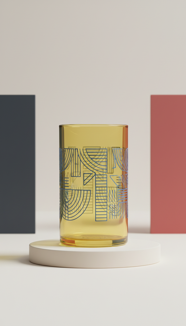 Glass tumbler in metro yellow with custom engraving
