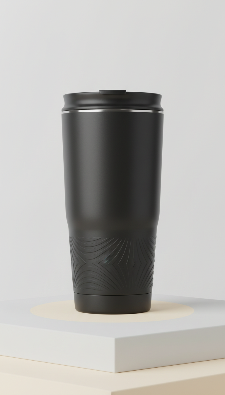 Logo-Engraved Travel Mug Graphite Black