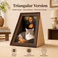 Triangular version Mona Lisa cat hideaway with corrugated scratch surface