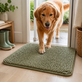 Absorbent muddy paw door mat for dogs at an entryway