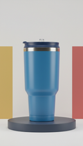 Stainless steel travel cup in skyline blue