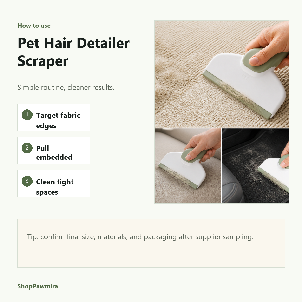 Pet Hair Detailer Scraper how to use image