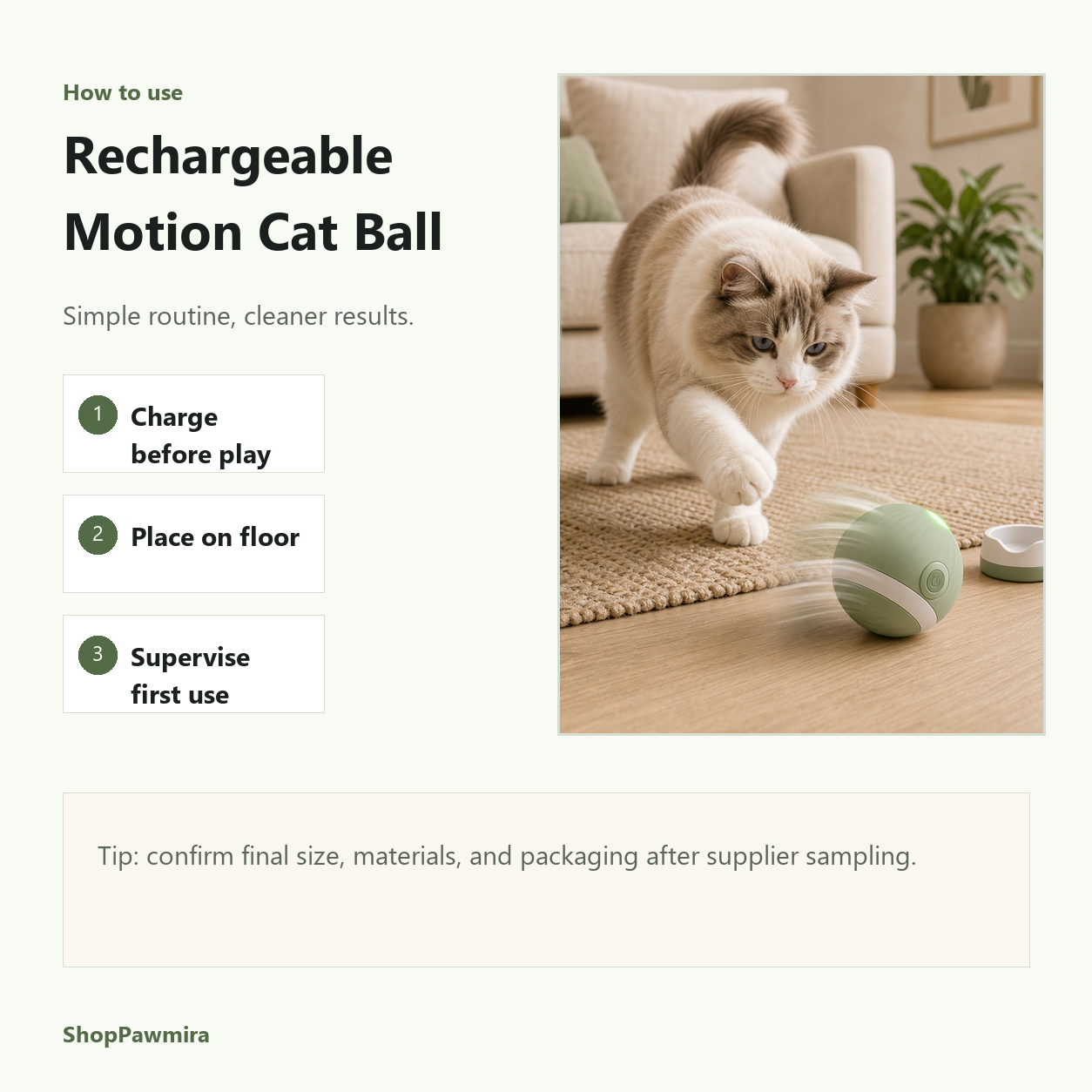 Rechargeable Motion Cat Ball how to use image