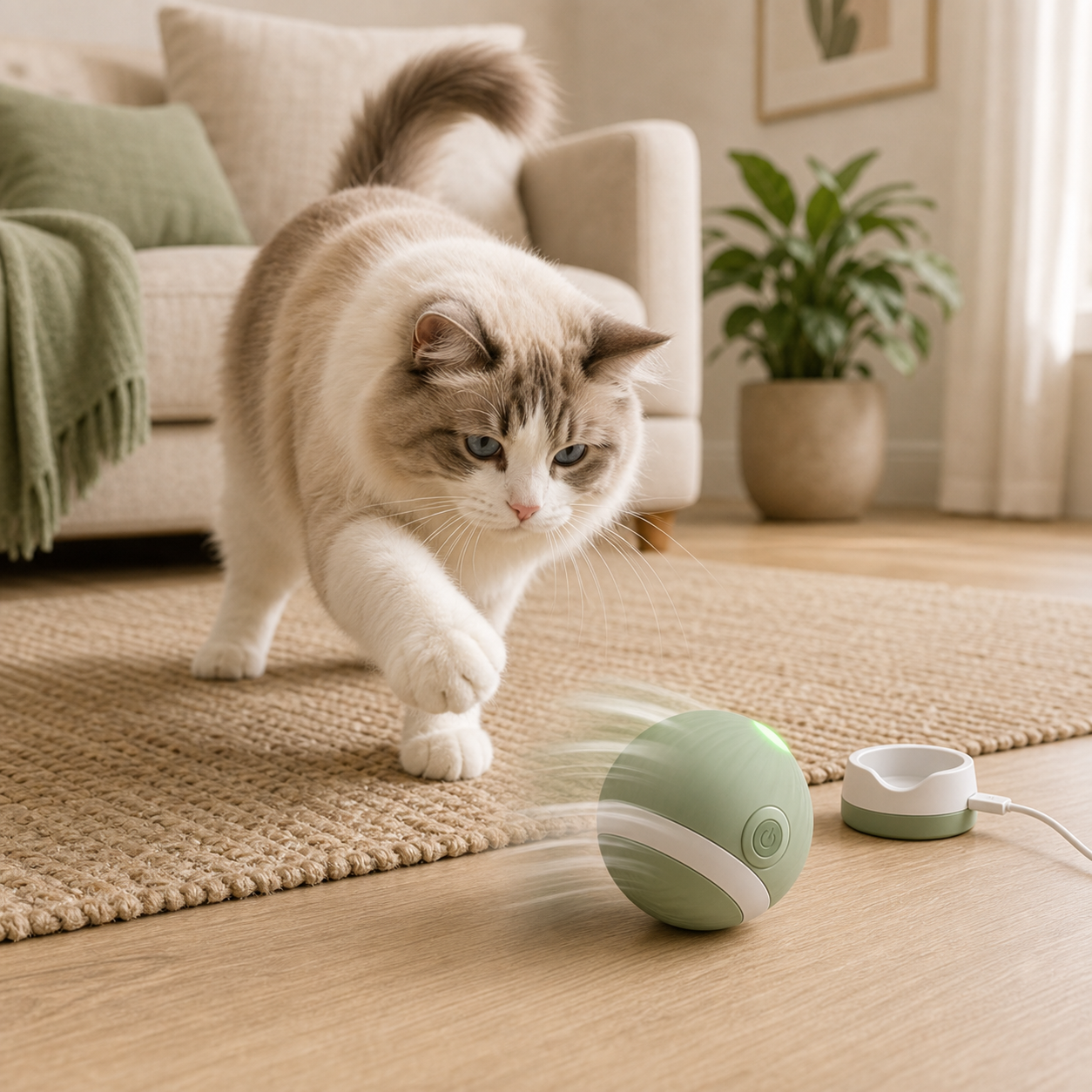 Rechargeable motion cat ball toy for indoor play