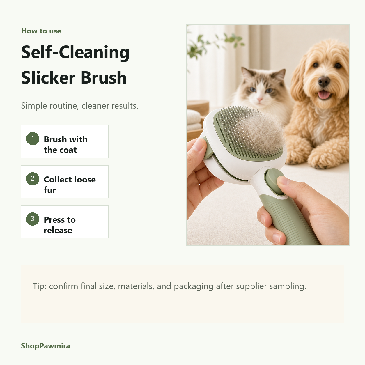Self-Cleaning Slicker Brush how to use image