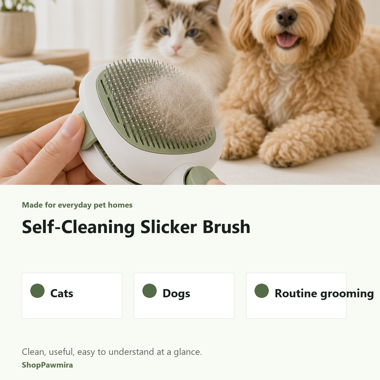 Self-Cleaning Slicker Brush made for everyday pet homes image