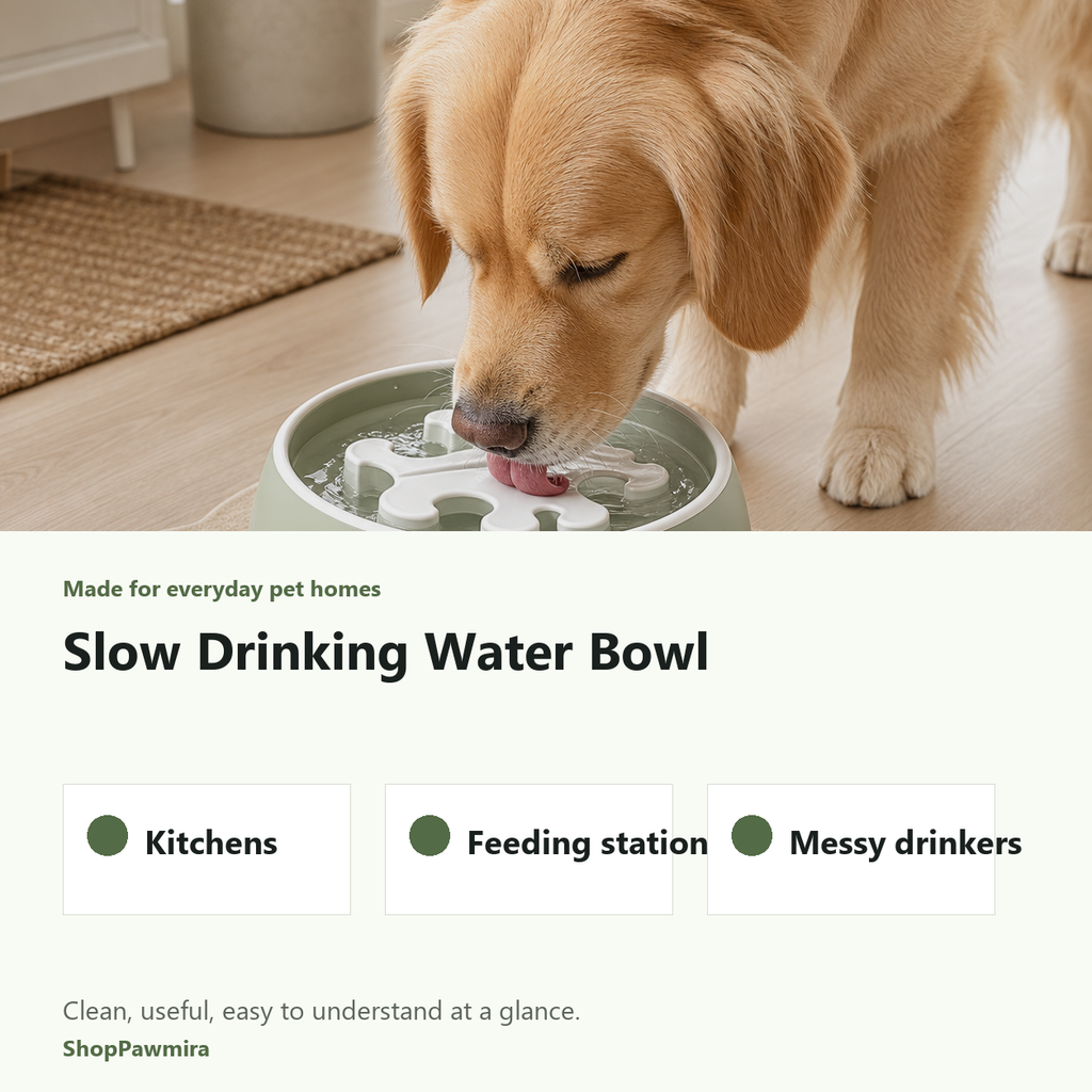 Slow Drinking Water Bowl made for everyday pet homes image