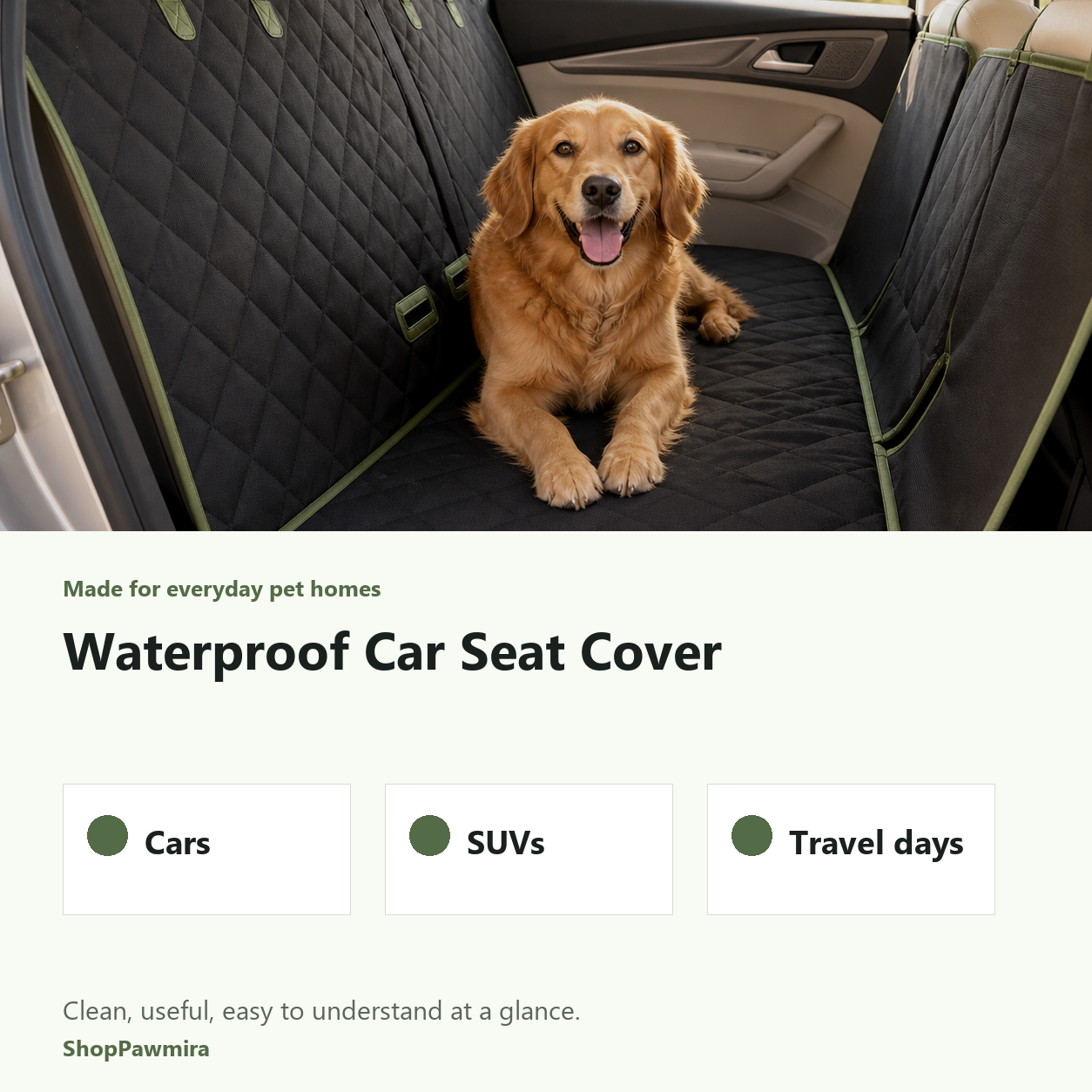 Waterproof Car Seat Cover made for everyday pet homes image